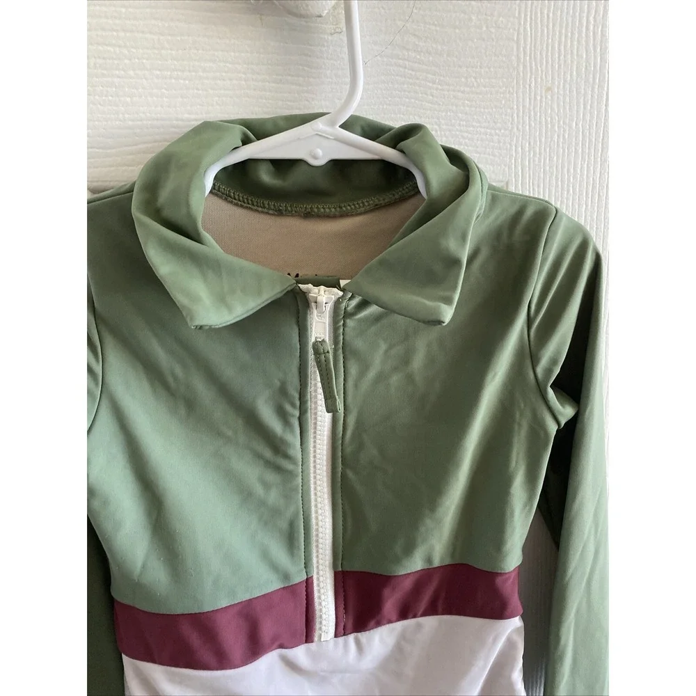 Mott 50 Toddler Girls Margherita Olive Green One Piece Long Sleeve Swim‎
